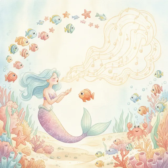 The Little Mermaid Who Shared Her Song story for kids illustration