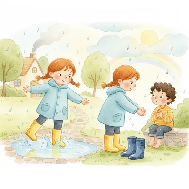 The Little Rain Boots story for kids illustration