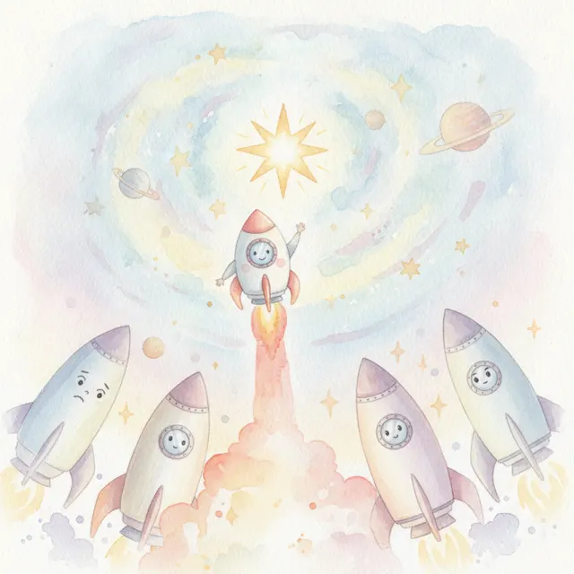 The Little Rocket Who Reached the Stars story for kids illustration