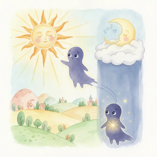 The Little Shadow Who Wanted to Shine story for kids illustration