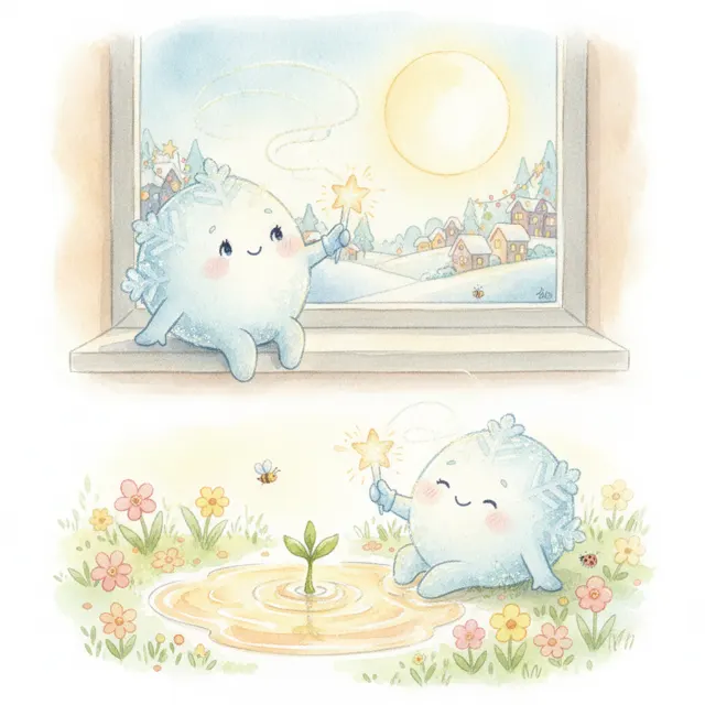 The Little Snowflake's New Year Wish story for kids illustration