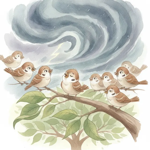 The Little Sparrow Who Spoke Up story for kids illustration