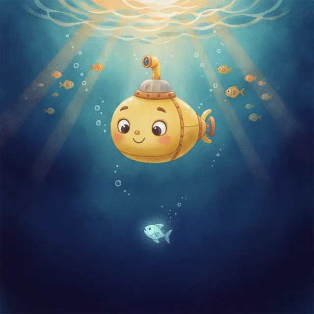 The Little Submarine Who Was Afraid of the Dark story for kids illustration