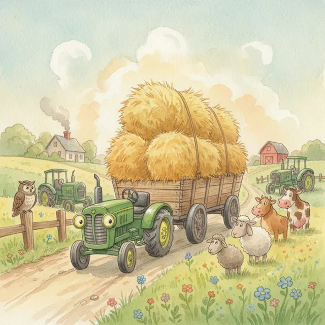 The Little Tractor Who Pulled the Big Load story for kids illustration