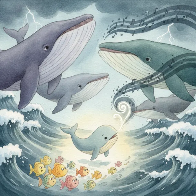 The Little Whale's Big Song story for kids illustration