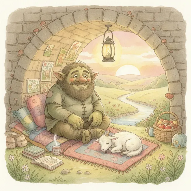 The Lonely Troll Under the Bridge story for kids illustration