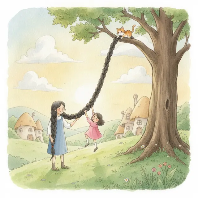 The Long Braid to the Rescue story for kids illustration
