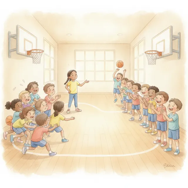 The Long Line at the Hoop story for kids illustration
