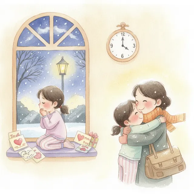 The Longest Wait for Mama story for kids illustration