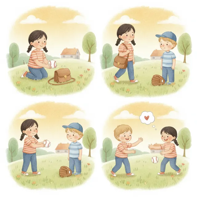The Lost Baseball story for kids illustration