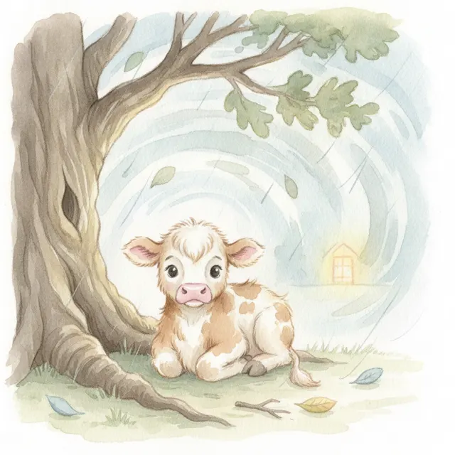 The Lost Calf story for kids illustration