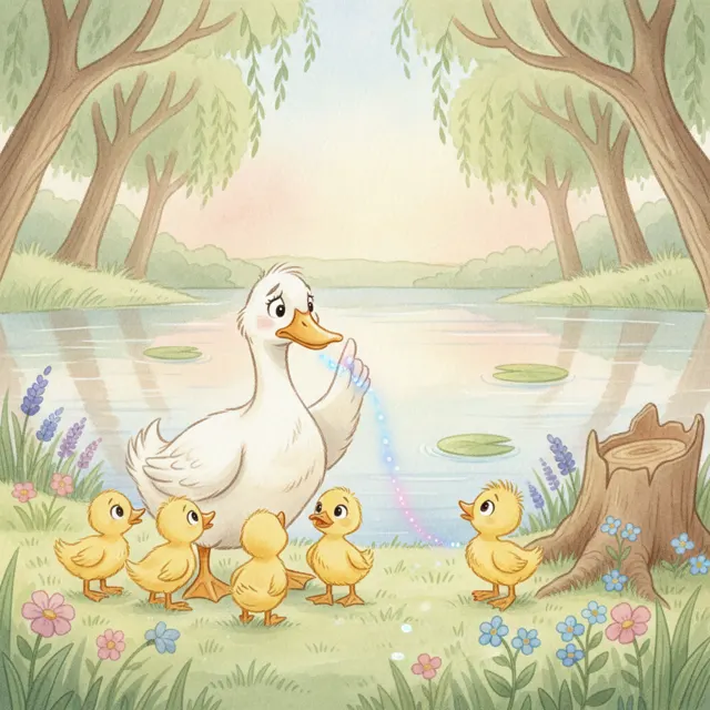 The Lost Ducklings of Willow Pond story for kids illustration