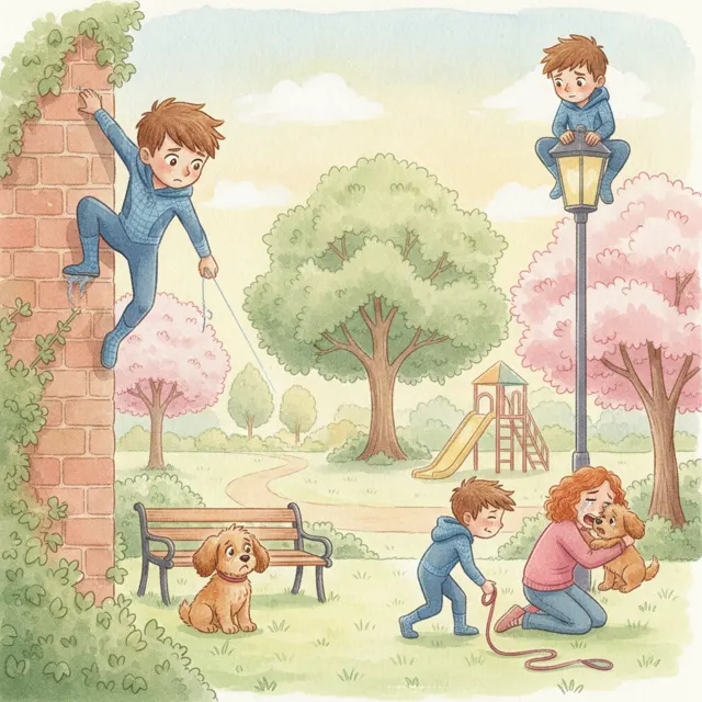 The Lost Puppy at the Park story for kids illustration