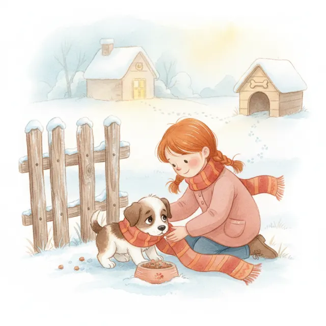 The Lost Puppy's Warm Scarf story for kids illustration