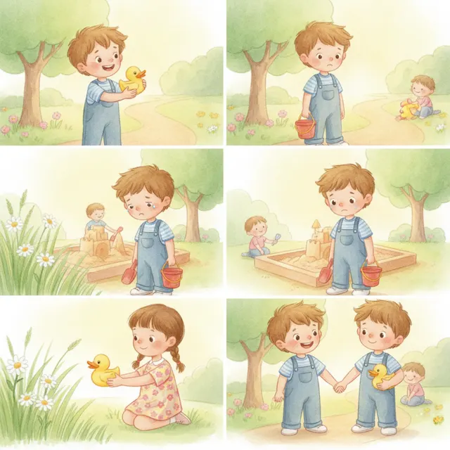 The Lost Toy Duck story for kids illustration