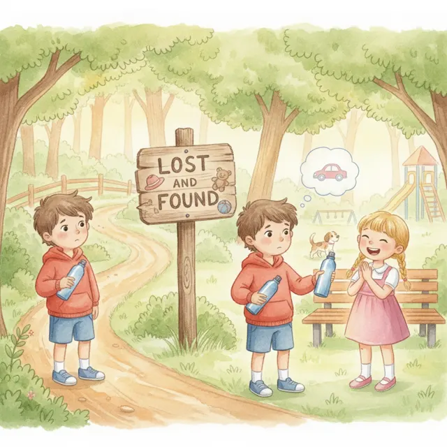 The Lost Water Bottle story for kids illustration