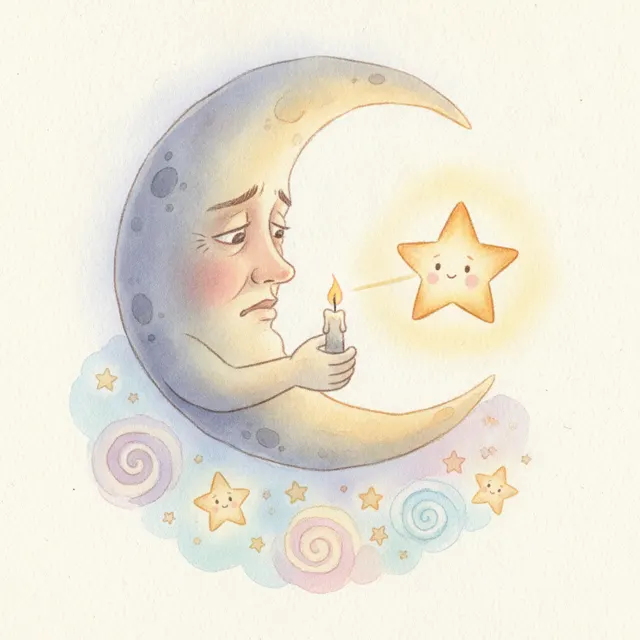 The Man in the Moon's Missing Light story for kids illustration