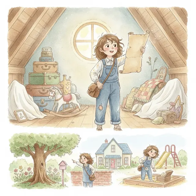 The Map in the Attic story for kids illustration