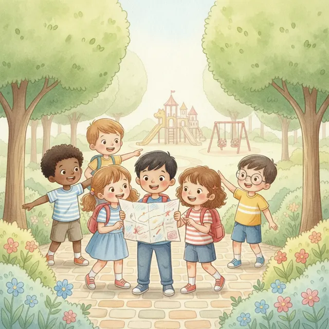 The Map to the Playground story for kids illustration