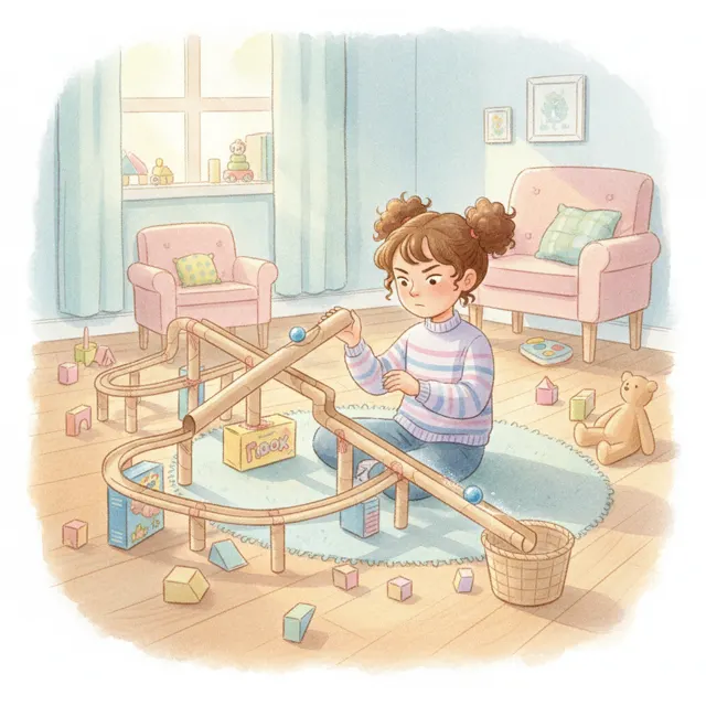 The Marble Run That Would Not Roll story for kids illustration