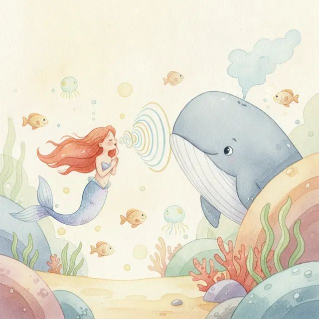 The Mermaid Who Sang to the Whale story for kids illustration