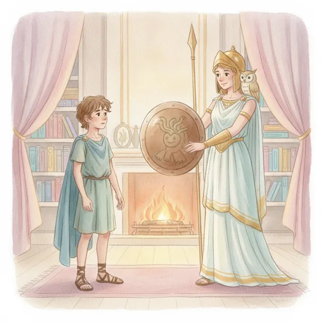The Mirror Shield story for kids illustration