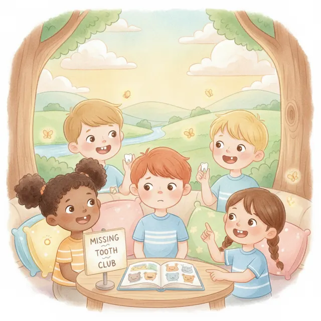 The Missing Tooth Club story for kids illustration