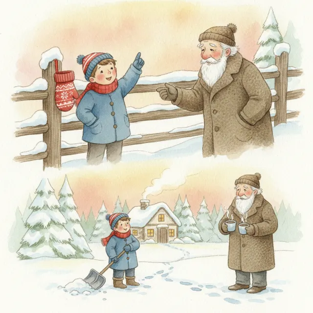The Mitten on the Fence story for kids illustration
