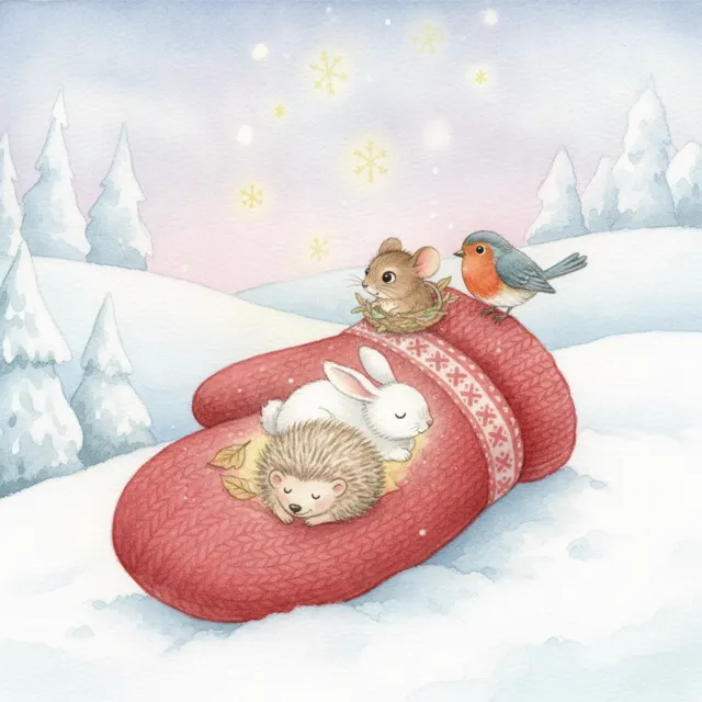The Mitten That Kept Everyone Warm story for kids illustration