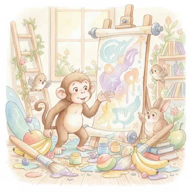 The Monkey's Brilliant Mistake story for kids illustration