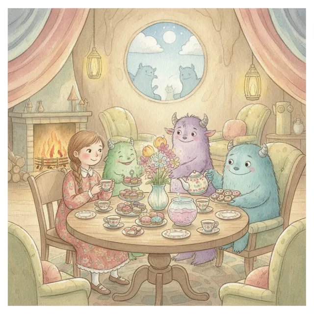 The Monster's Tea Party story for kids illustration