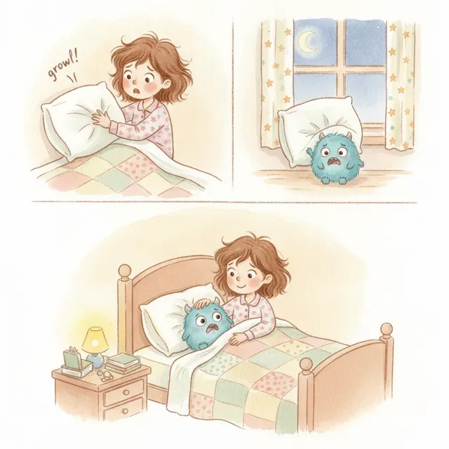 The Monster Under My Pillow story for kids illustration