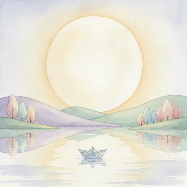 The Moon and the Little Boat bedtime story for kids illustration