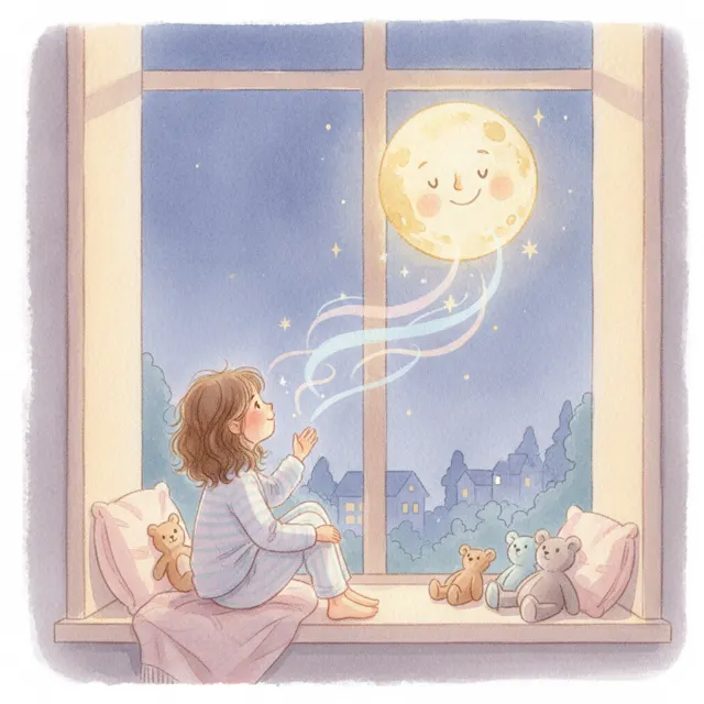 The Moon and the Little Girl Who Talked at Night story for kids illustration
