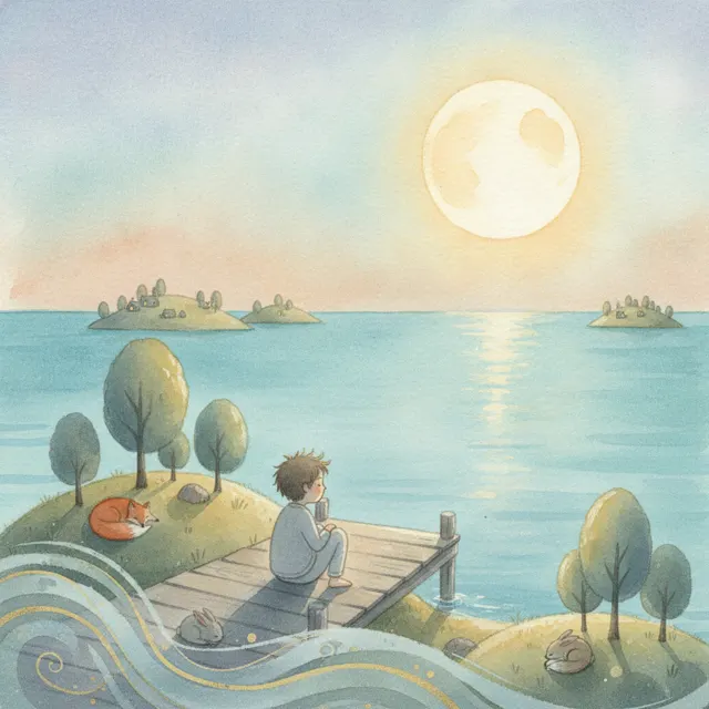The Moon Over the Quiet Island story for kids illustration