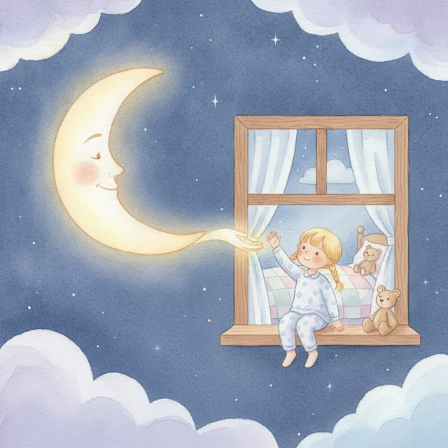 The Moon's New Friend in the Window story for kids illustration