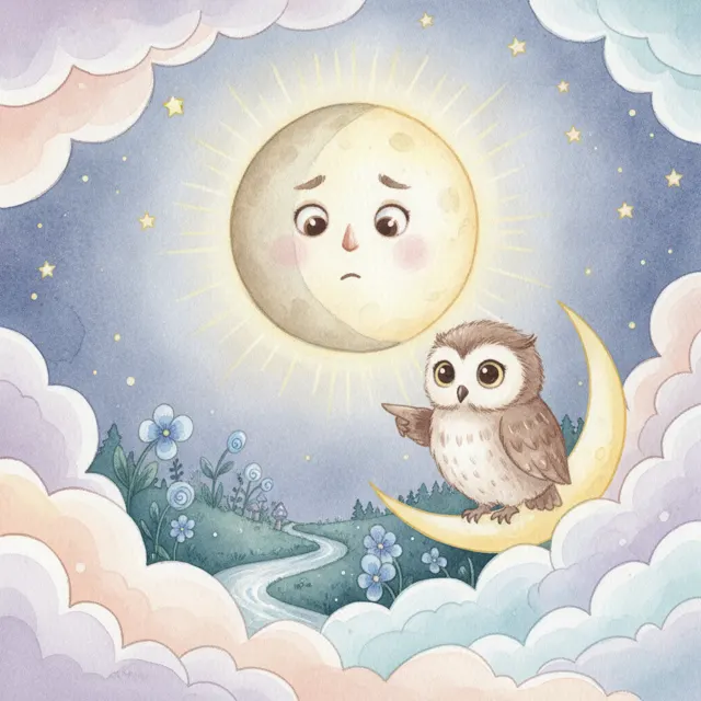 The Moon Who Was Afraid of the Dark story for kids illustration