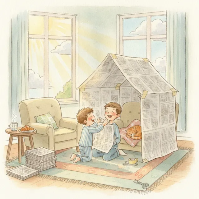 The Morning Newspaper Fort story for kids illustration