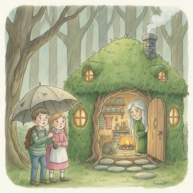 The Mossy Cottage story for kids illustration