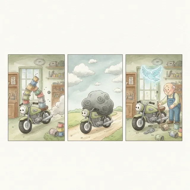 The Motorcycle Who Told the Truth story for kids illustration