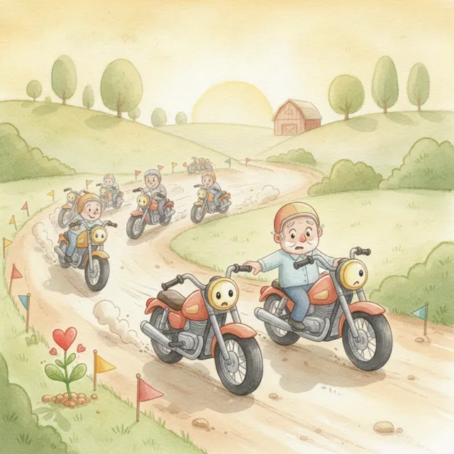 The Motorcycle Who Was Afraid to Go Fast story for kids illustration