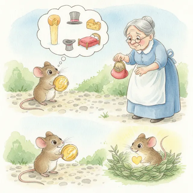 The Mouse Who Found a Lost Coin story for kids illustration