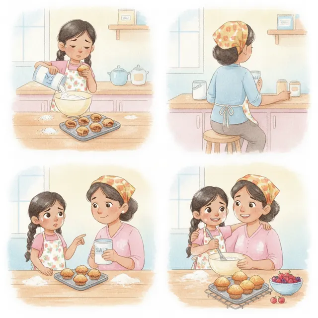 The Muffins with Too Much Salt story for kids illustration