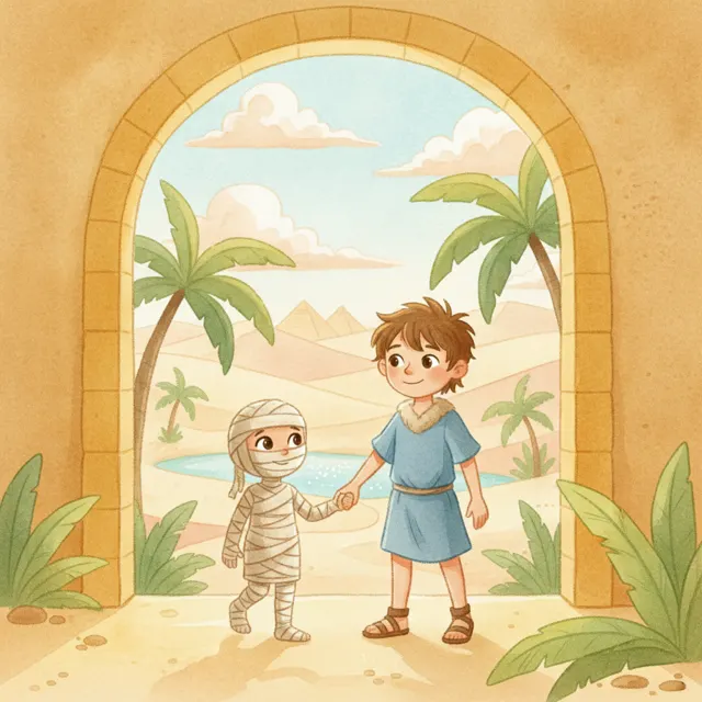 The Mummy's Very First Step story for kids illustration