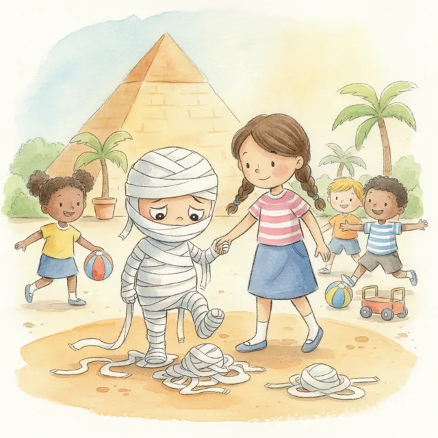 The Mummy Who Could Not Keep His Bandages On story for kids illustration