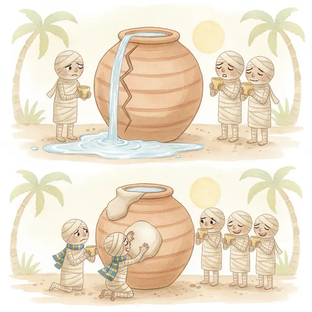 The Mummy Who Fixed the Cracked Jar story for kids illustration