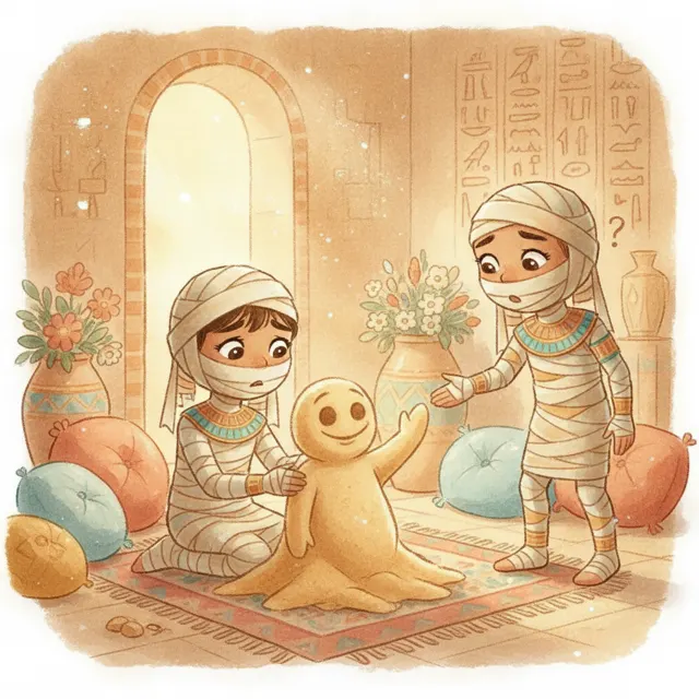 The Mummy Who Made a Friend Out of Sand story for kids illustration