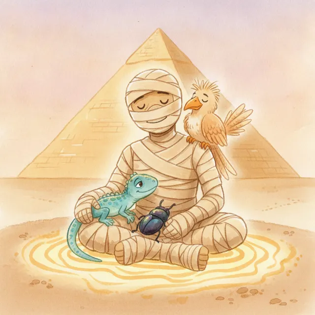 The Mummy Who Shared the Warm Sand story for kids illustration