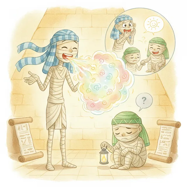 The Mummy Who Talked Too Much story for kids illustration