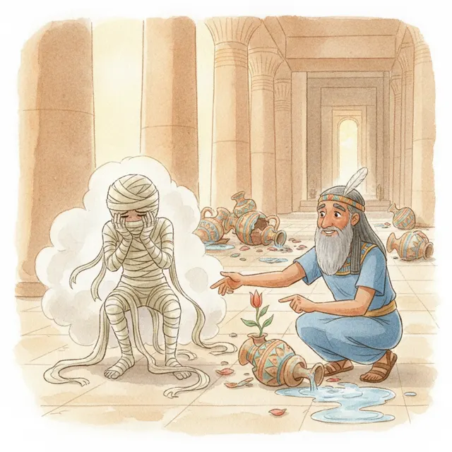The Mummy Who Tripped Over His Own Feet story for kids illustration